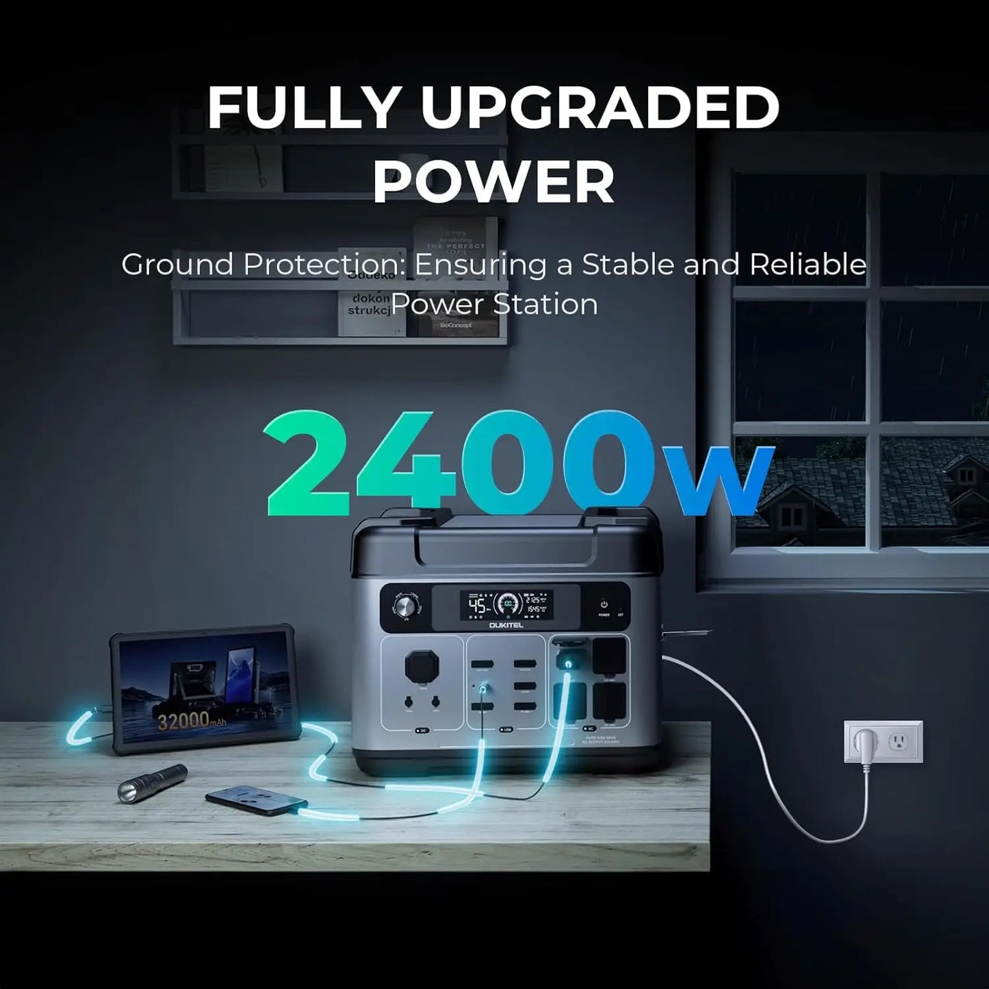P2001 Plus Portable Power Station, 2400W Solar Generator, 80% Charge in 1Hr, 2048Wh LiFePO4 Battery Solar Powered Generator for