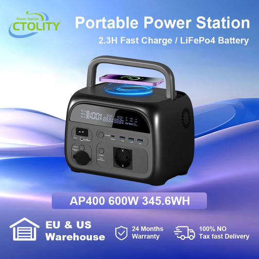 CTOLITY 500W Portable Power Station (60000mAh) 345Wh Portable Power Station LiFePO4 Battery Solar Generator for Outdoor Camping