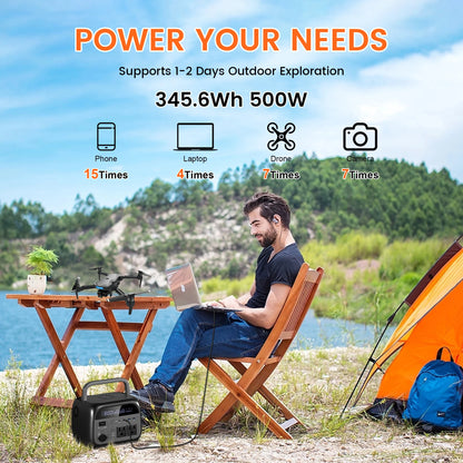 CTOLITY 500W Portable Power Station (60000mAh) 345Wh Portable Power Station LiFePO4 Battery Solar Generator for Outdoor Camping