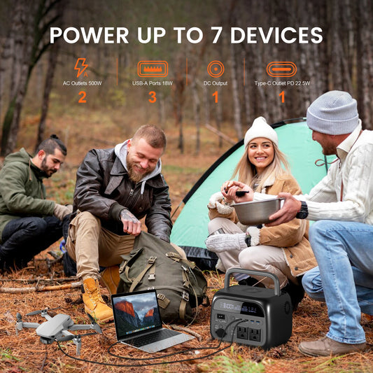CTOLITY 500W Portable Power Station (60000mAh) 345Wh Portable Power Station LiFePO4 Battery Solar Generator for Outdoor Camping