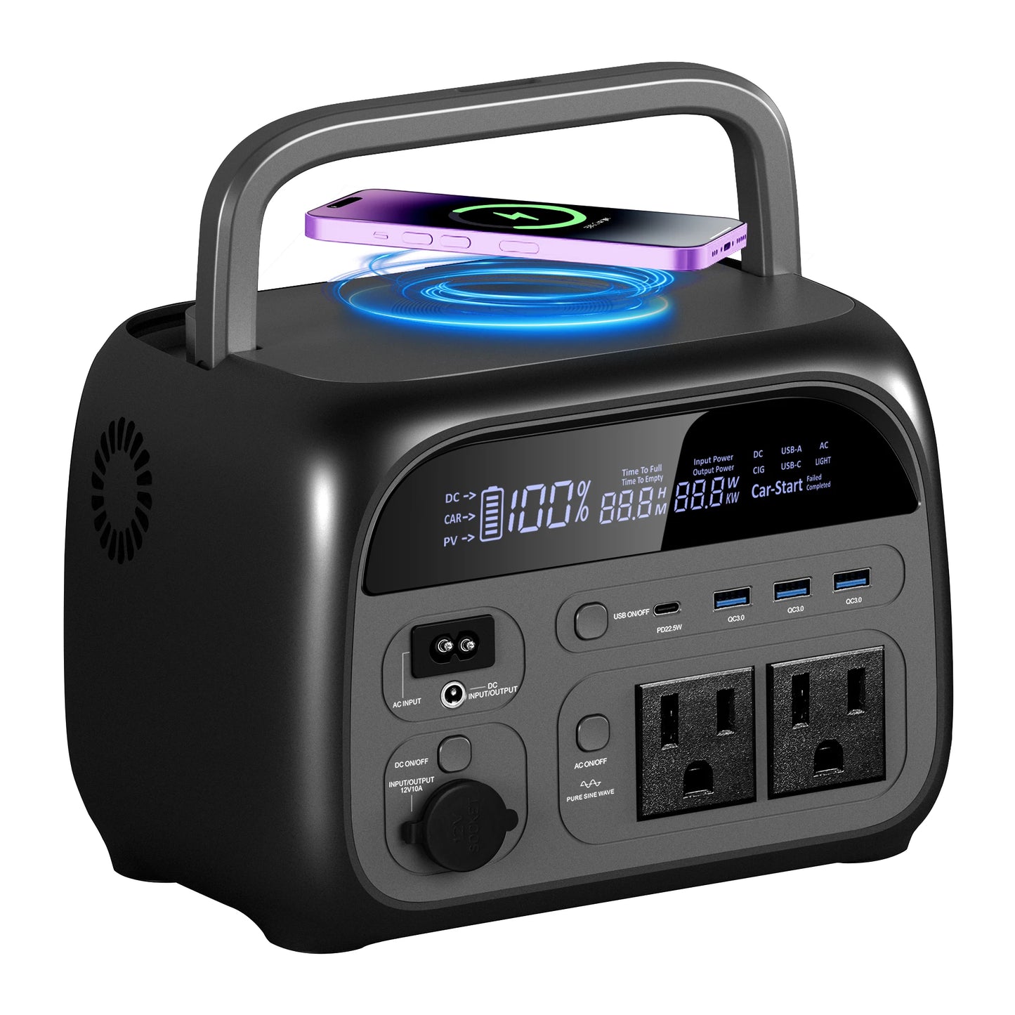 CTOLITY 500W Portable Power Station (60000mAh) 345Wh Portable Power Station LiFePO4 Battery Solar Generator for Outdoor Camping